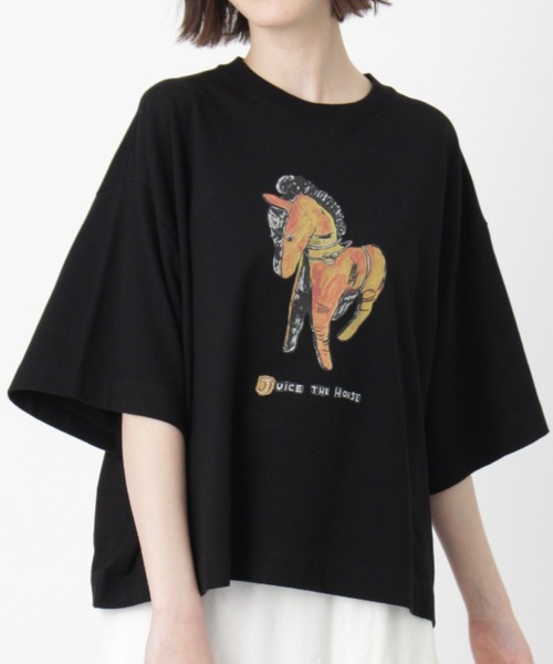 tシャツ H．A．K×ナタリー・レテ　スワイー天竺「JUiCE　THE　HORSE」Tシャツ レディースの画像