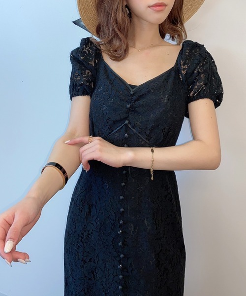 「EIMY ISTOIRE」 半袖ワンピース SMALL ネイビー レディース_画像5