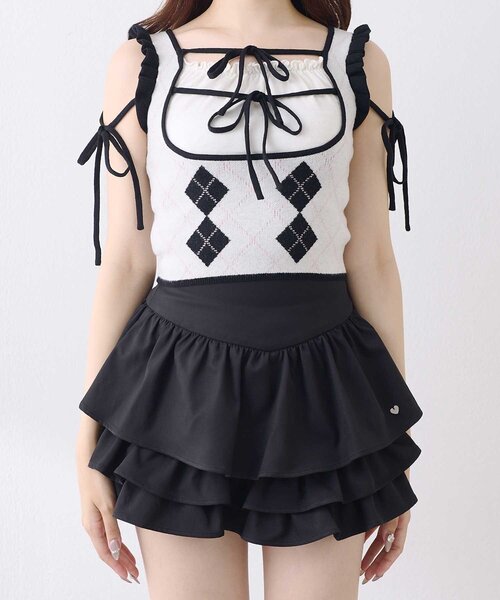 Belle Charme ニット セーター 「Belle Charme」Argyle Ribbon Knit