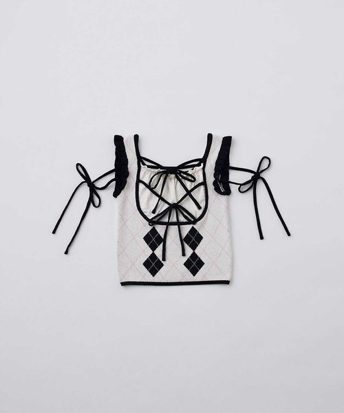 【Belle Charme】Double Ribbon Knit Tank レディース Belle Charme Double Ribbon Knit Tank