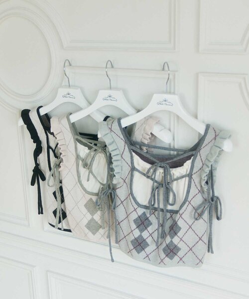 Belle Charme ニット セーター 「Belle Charme」Argyle Ribbon Knit