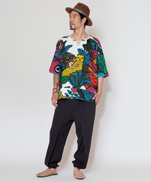 「チャイハネ」 半袖Tシャツ FREE ブルー メンズ_画像3