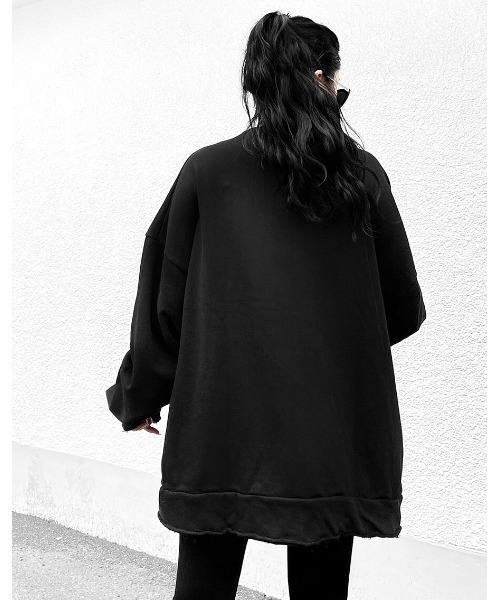 ayaPERVERZE(パーバーズ) ダメージ加工スウェット フロントプリント ダメージ加工スウェット”haute' damage sweat