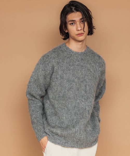 新品 ザノーネ アルパカ混 ミックスカラー クルーネックセーター XL相当 紺系 BEAUTY&YOUTH UNITED ARROWS（ビューティーアンドユース