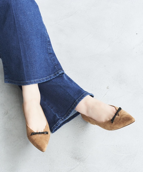 【美品】LE TALON ポインテッドメタルリボンフラット ポインテッドメタルリボンフラット | ルタロン(LE TALON