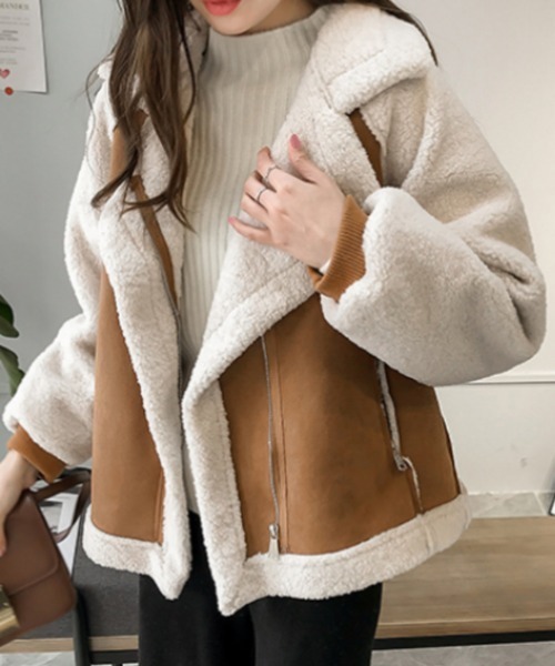 コート アウター 異素材切り替え ボアコート レディース : ZOZOTOWN