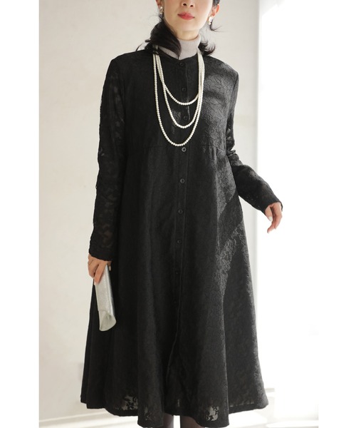 cawaii ワンピース （黒）羽織りにも。上品に浮かぶ総レースミディアム  