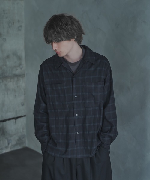 DOOPZ（ドープス） シャツ OMBRE CHECK OPEN COLLAR SHIRT - オンブレ
