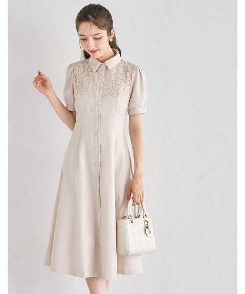 tocco closet ワンピース ヨークレース切り替えバックレース