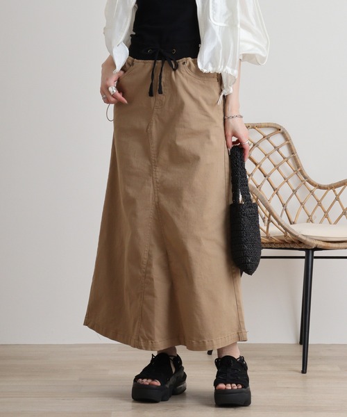 atONE スカート ウエストリブストレッチロングスカート