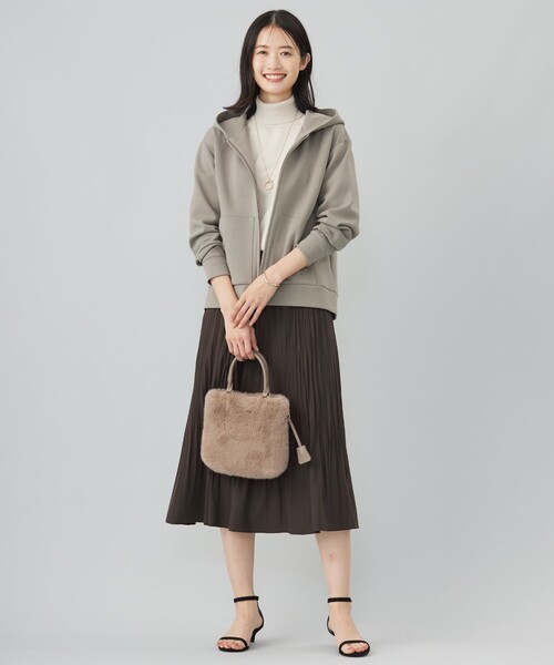 スカート 「洗える」パウダリージャージー ランダムプリーツ