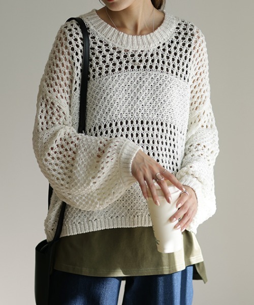 HUG.U（ハグユー） ニット セーター メッシュニットプルオーバー