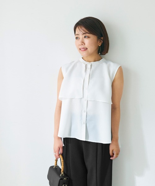 ブラウス シャツ バックプリーツフレアヨークブラウス「低身長・小柄女性」 レディース ブラウス シャツ バックプリーツフレアヨークブラウス「低身長