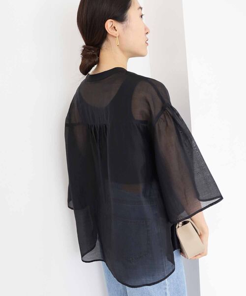マルチサイズ ブラウス シャツ 前後2WAYフレアスリーブブラウス レディース NATURAL BEAUTY BASIC マルチサイズ ブラウス シャツ サテン