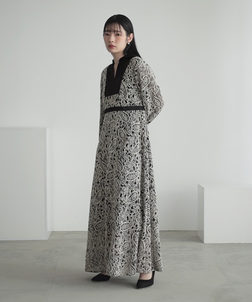 ドレス 起毛総レースデザインワンピースドレス｜「Callarus」
