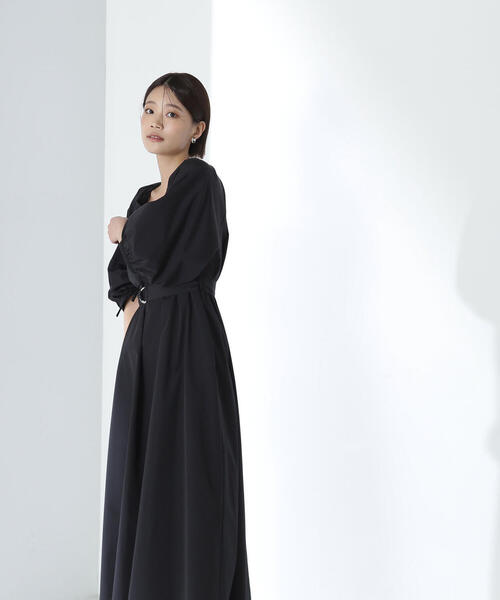 NATURAL BEAUTY BASIC」 7分袖ワンピース MEDIUM ダークブルー 