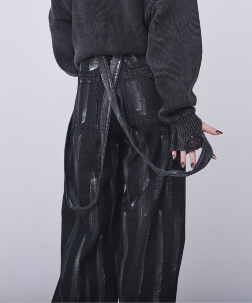Ellno Loset ジーンズ 3Dサスペンダー付き（取り外し可能）箔