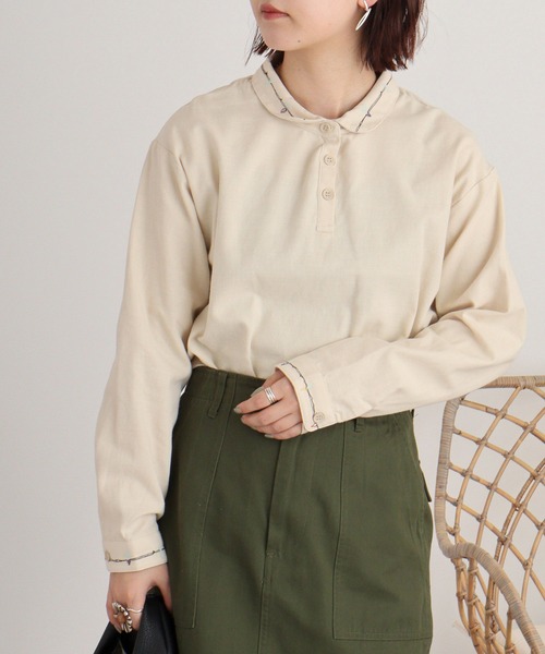 ブラウス シャツ EMAGO 野菜刺繍ブラウス レディース