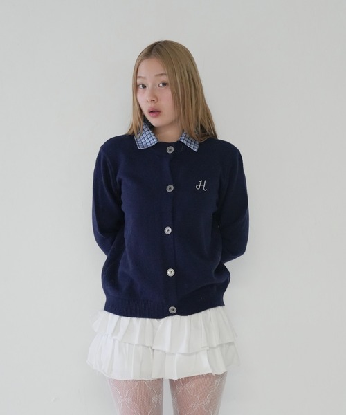 Uenui カーディガン 「 cunii 」レイヤード チェックシャツ