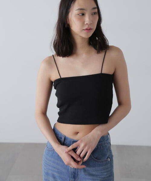 【お値下げ不可】【新品同様】Gajess グリッターキャミソール　ブラック ワッシャーレースキャミトップス / Washer Lace Cami Tops