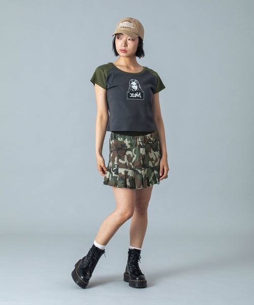 X-girl スカート WAIST RIB PLEATED MINI SKIRT : ZOZOTOWN