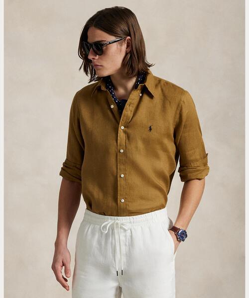 【正規品】ラルフローレン シャツ リネン クラッシックフィット 紺 ポロ ラルフ ローレン POLO RALPH LAUREN クラシック フィット