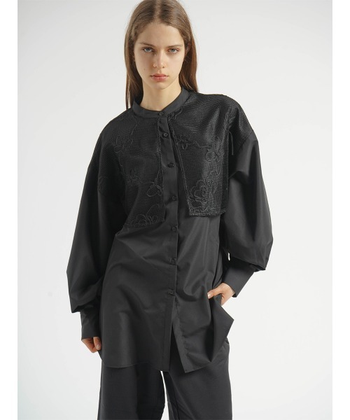 ブラウス シャツ CODE EMBROIDERY MESH CAPE SHIRT レディース ブラウス シャツ CODE EMBROIDERY MESH CAPE SHIRT レディース