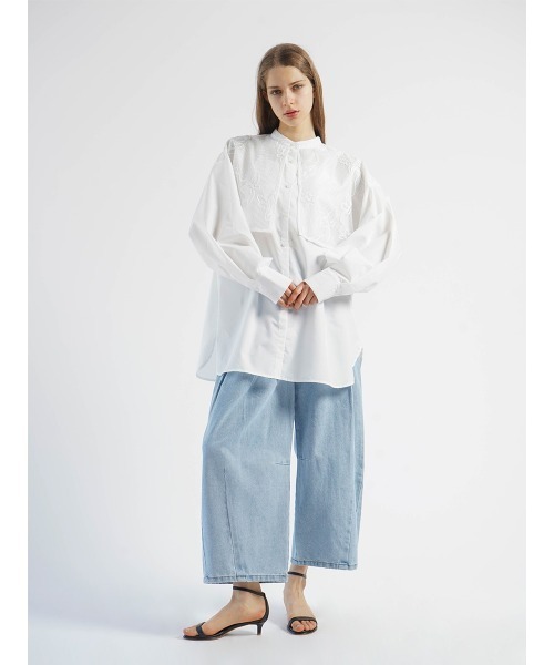 ブラウス シャツ CODE EMBROIDERY MESH CAPE SHIRT レディース ブラウス シャツ CODE EMBROIDERY MESH CAPE SHIRT レディース