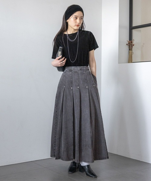 diesel デニムスカート グレー レイヤードスカート RAGEBLUE（レイジブルー） デニムスカート スタッズデザイン/プリーツ