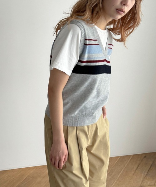 Marryat France ベスト marai ベスト ジレ コットンニットベスト レディース : ZOZOTOWN