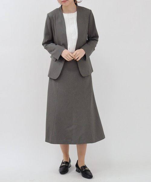 TRUDEA ドルディア スカートスーツ上下セット サイズ11(L) グレー TRUDEA スカートスーツ (セットアップスーツ対応)2Wayストレッチ