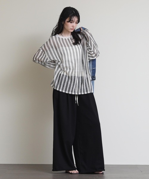 The rejoice ブラウス シャツ ストライプシアーブラウス The rejoice ブラウス シャツ ストライプシアーブラウス