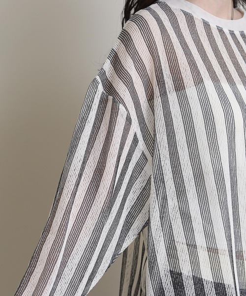 The rejoice ブラウス シャツ ストライプシアーブラウス The rejoice ブラウス シャツ ストライプシアーブラウス