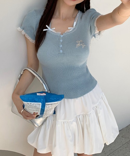 tシャツ レースレイヤードトップス レディース レースレイヤードTシャツ(トップス)｜LOVELESS(ラブレス)の