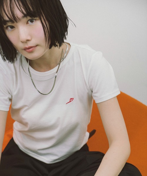 HANNE tシャツ 「Mikako collaboration」ミニハートエンブロイダリー