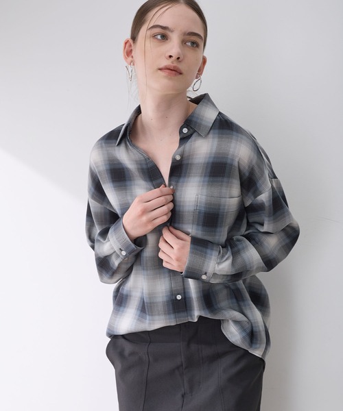 LE SOUK HOLIDAY(ルスークホリデー) ブラウス シャツ シアーチェック LE SOUK HOLIDAY(ルスークホリデー) ブラウス シャツ シアーチェック