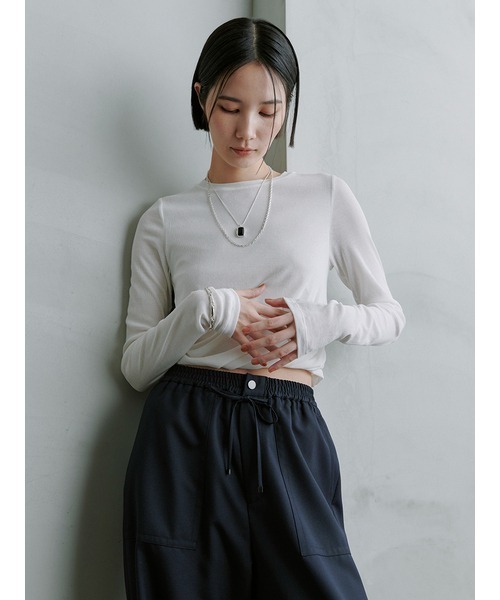 【新品未使用】【匿名配送】ミースロエ　ツイスト長袖トップス　ブラック ツイスト長袖トップス(カットソー)｜トップス｜MIESROHE