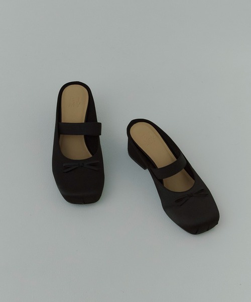 eimy istoireサテンリボンミュール パンプス　サンダル サテンリボンミュール(S BLACK): SHOES