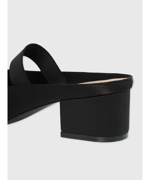 サテンリボンミュール(S BLACK): SHOES