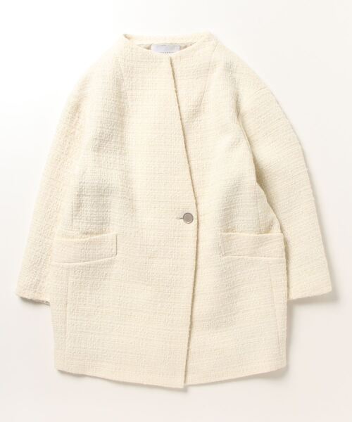 新品　ユナイテッドアローズ ノーカラーコート　オフホワイト　サイズ36 UNITED ARROWS 「UNITED ARROWS」 ノーカラーコート 36 オフ