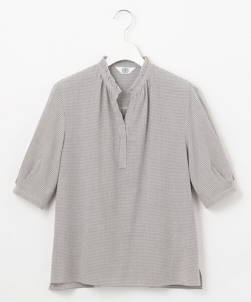 ブラウス シャツ 「洗える」SHEER ギンガム スキッパー ブラウス レディース ブラウス シャツ 「洗える」SHEER ギンガム スキッパー