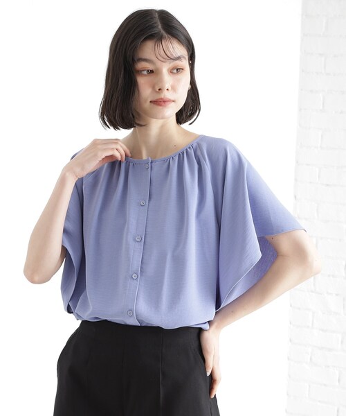 THE SHOP TK ブラウス シャツ 袖フレアブラウス「防シワ／接触冷