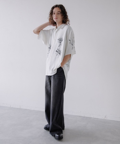 HARE ドローイングモチーフシャツ ブラック　完売品 HARE シャツ ドローイングモチーフシャツ(HARE) メンズ