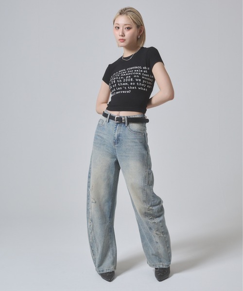 ENVYM ジーンズ デニム デニムパンツ カーブラインクラッシュ
