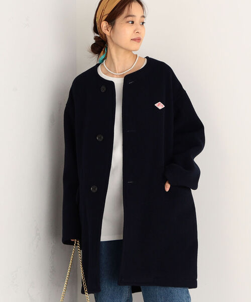 Danton（ダントン） ノーカラーコート 38 ネイビー レディース