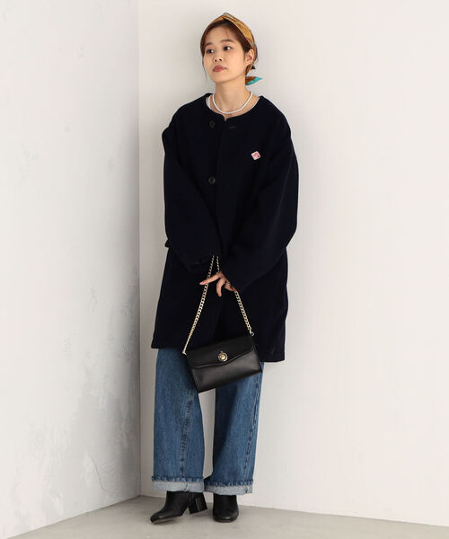 Danton（ダントン） ノーカラーコート 38 ネイビー レディース