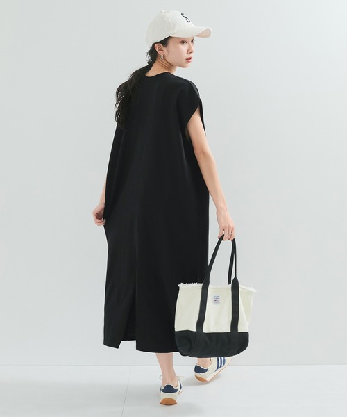 エポか白と黒のストライプ ノースリーブワンピース WEB限定】ストライプノースリーブワンピース