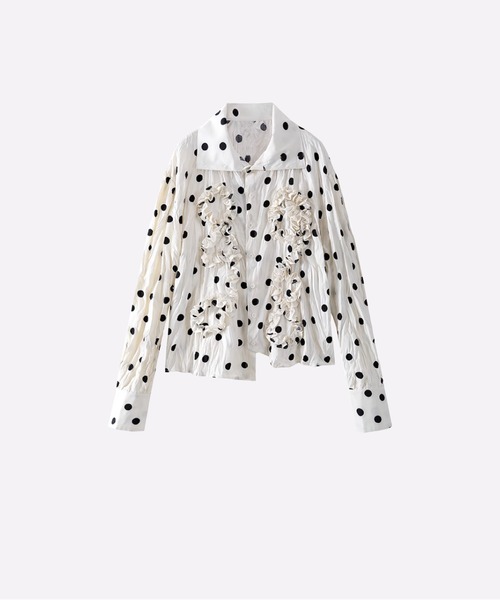 ブラウス シャツ French Dots Gather Shirt レディース