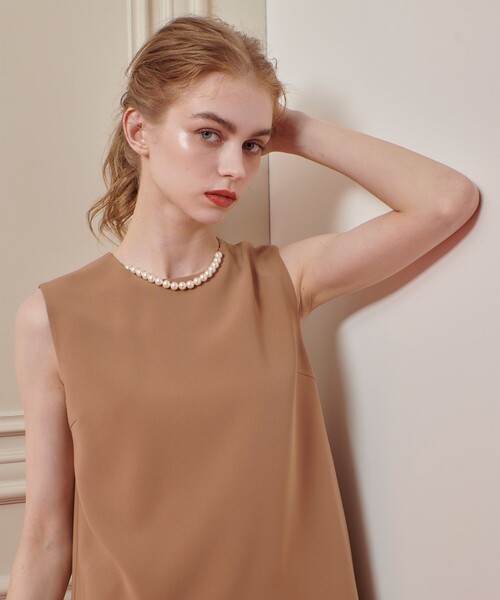 ブラウス シャツ 「LOULOU WILLOUGHBY」パールネックレス付きフリルブラウス レディース