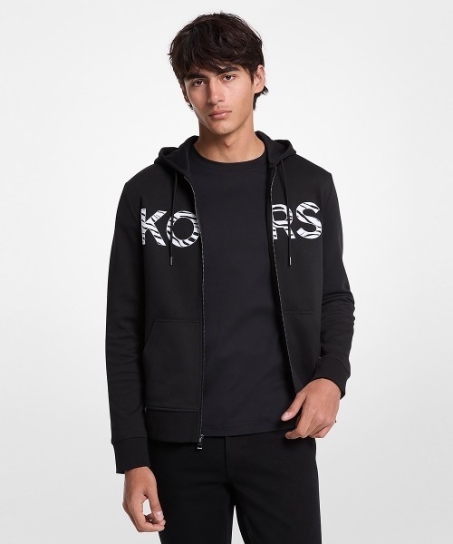 MICHAEL KORS ブラック フルジップパーカー MICHAEL KORS パーカー ゼブラ フルジップ フーディ メンズ